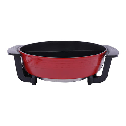 Electric Hotpot Pot with Divider - 6L Chinese Fire Pot for 8 People (1360W) | Electric Leak Protection, Energy Saving Function, Lid & Heating Base