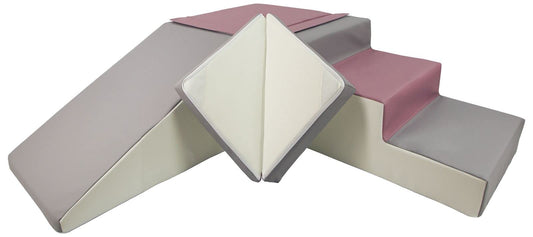 4 large foam building blocks play blocks slide set (color: white, gray, purple)