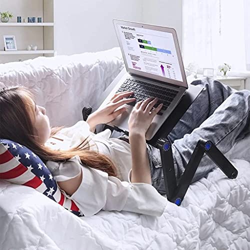 Retoo laptop desk for bed, height adjustable laptop bed table, adjustable laptop stand, portable notebook stand with folding legs, laptop table for sofa, notebook table, black.