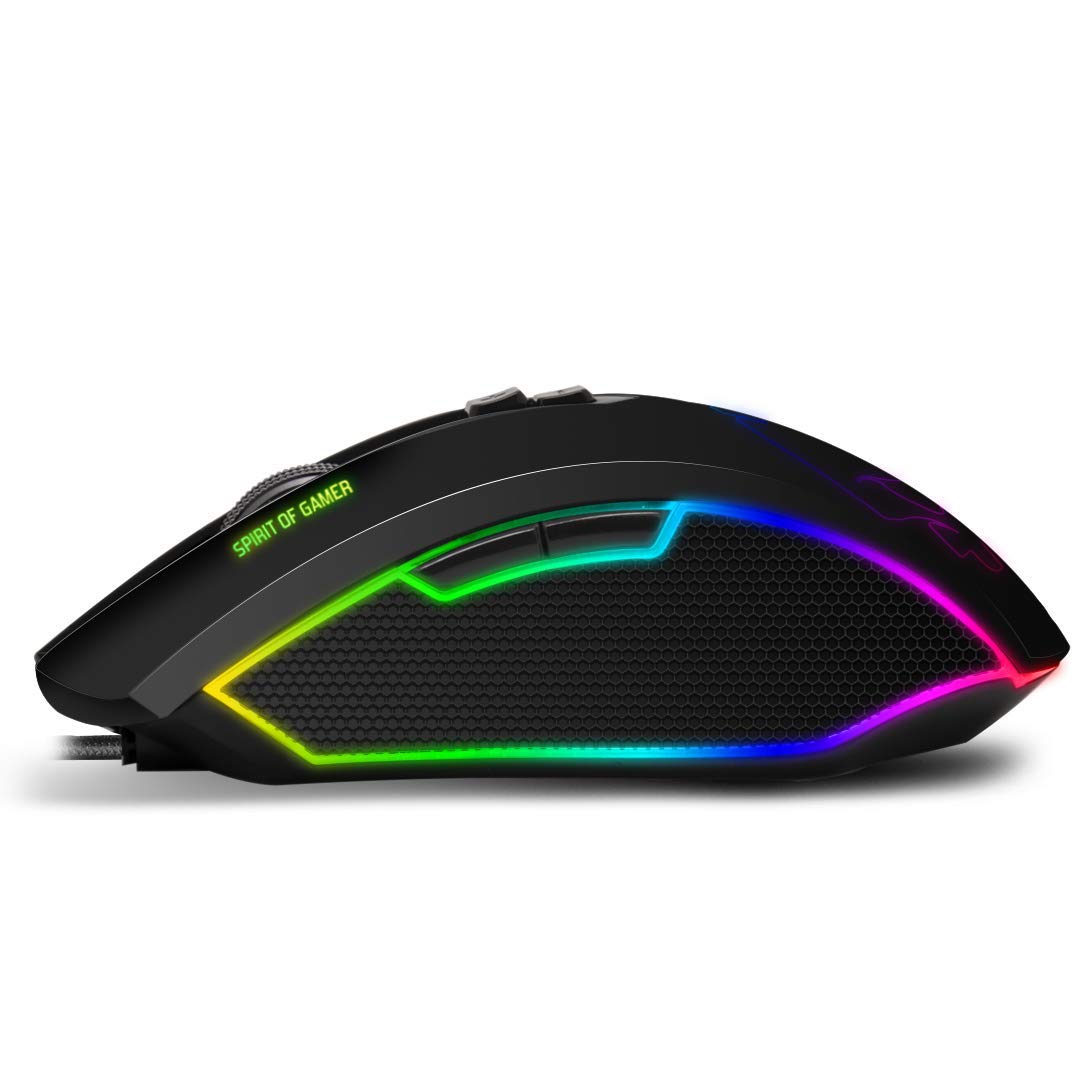 SPIRIT OF GAMER- Gaming mouse ELITE-M40 - LED backlight with 10 effects + RGB colors - 6 resolution levels - Up to 4000 DPI Max - 5 customizable profiles - 7 programmable buttons.