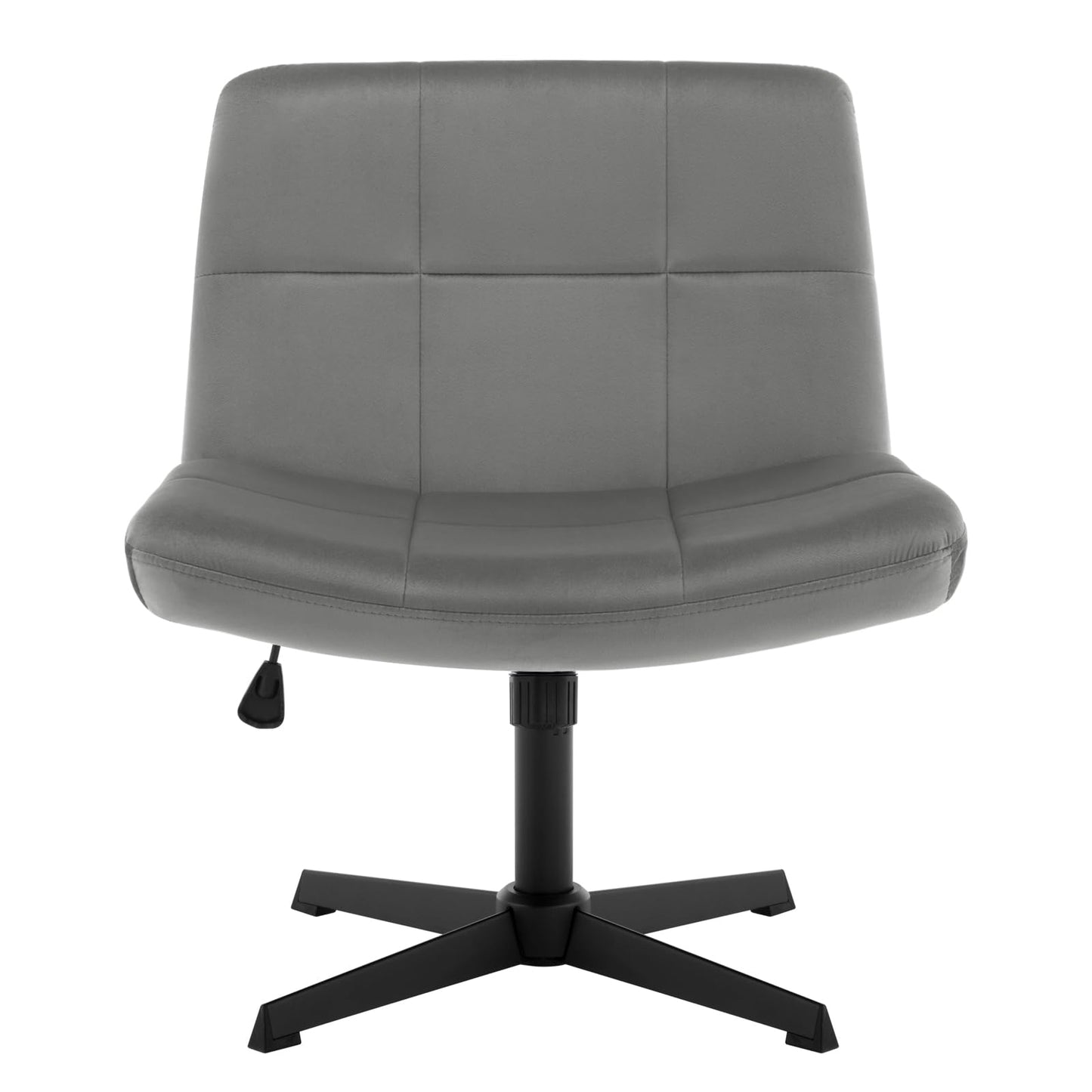 WOLTU Office Chair without armrests, height adjustable swivel chair without casters, desk chair with velvet cover, reading chair with wide seat, rocking function, 150 kg load capacity, Dark Grey, BS158dgr