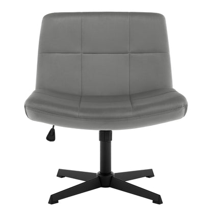 WOLTU Office Chair without armrests, height adjustable swivel chair without casters, desk chair with velvet cover, reading chair with wide seat, rocking function, 150 kg load capacity, Dark Grey, BS158dgr