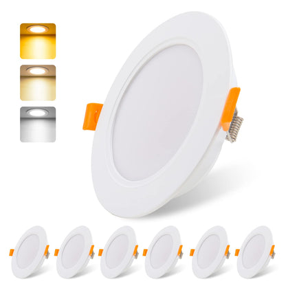 as LIGHT LED recessed lights 230V flat 9W 6er set, Radiant recessed lights, Bathroom spot 3000/4000/6000K, Ceiling spotlight IP54 for bathroom living room kitchen bedroom (White x 6)