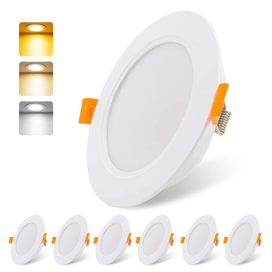 as LIGHT LED recessed lights 230V flat 9W 6er set, Radiant recessed lights, Bathroom spot 3000/4000/6000K, Ceiling spotlight IP54 for bathroom living room kitchen bedroom (White x 6)