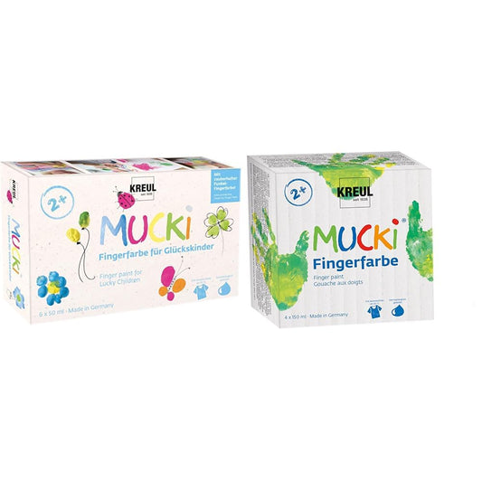 Kreul 23050 - Mucki finger paint for happy children & 2314 - Mucki luminous finger paint, 4 x 150 ml