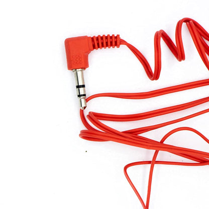 M&E - Pack of 100 disposable headphones with 3.5mm jack, individually packaged for maximum hygiene, color red.