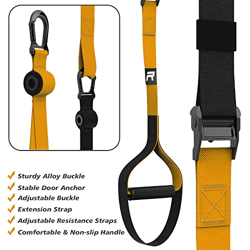 RHINOSPORT Suspension Trainer Sling Trainer Full Body Workout, Home Suspension Trainer, Strength Training & Home Workout, Bodyweight Resistance Fitness Home Gym Equipment for Indoor Outdoor Use (Bright Orange)