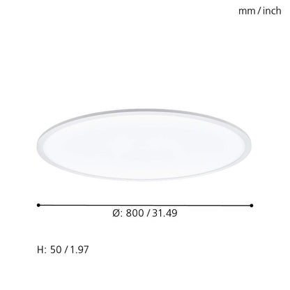 EGLO connect LED ceiling light SARSINA-C Panel, Smart Home ceiling lamp, Material: Aluminum, plastic, Color: White, Ø 80 cm, incl. remote control, dimmable, adjustable white tones and colors