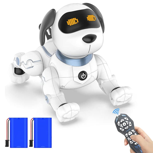 Remote control stunt dog robot toy with singing, dancing, speaking features. Interactive and intelligent robotic toy gift for Christmas and birthdays.