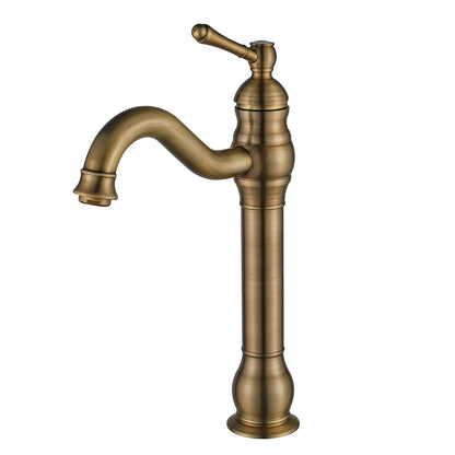 FWZZQ Bathroom Faucet Antique Brass, Bathroom Sink Faucet High 360° Rotatable, Retro Basin Faucet, Single Lever Mixer Tap Bathroom Faucet High Spout for Bathroom