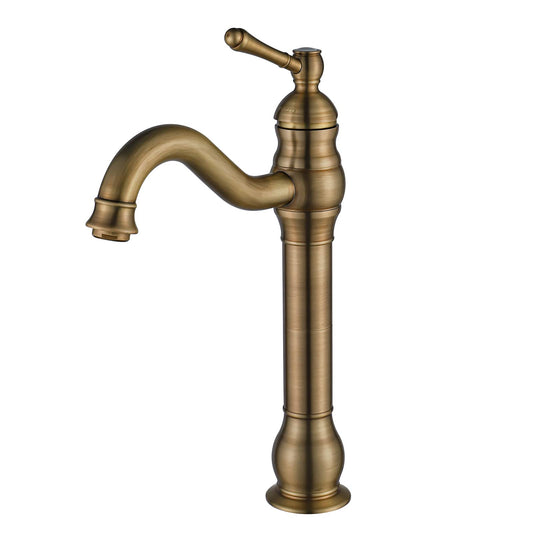 FWZZQ Bathroom Faucet Antique Brass, Bathroom Sink Faucet High 360° Rotatable, Retro Basin Faucet, Single Lever Mixer Tap Bathroom Faucet High Spout for Bathroom
