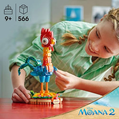 LEGO | Disney Moana 2: Heihei Toy - Animal figure for playing & displaying with rotating head, movable wings & tail feathers, and stand - Gift for girls aged 9+ - 43272