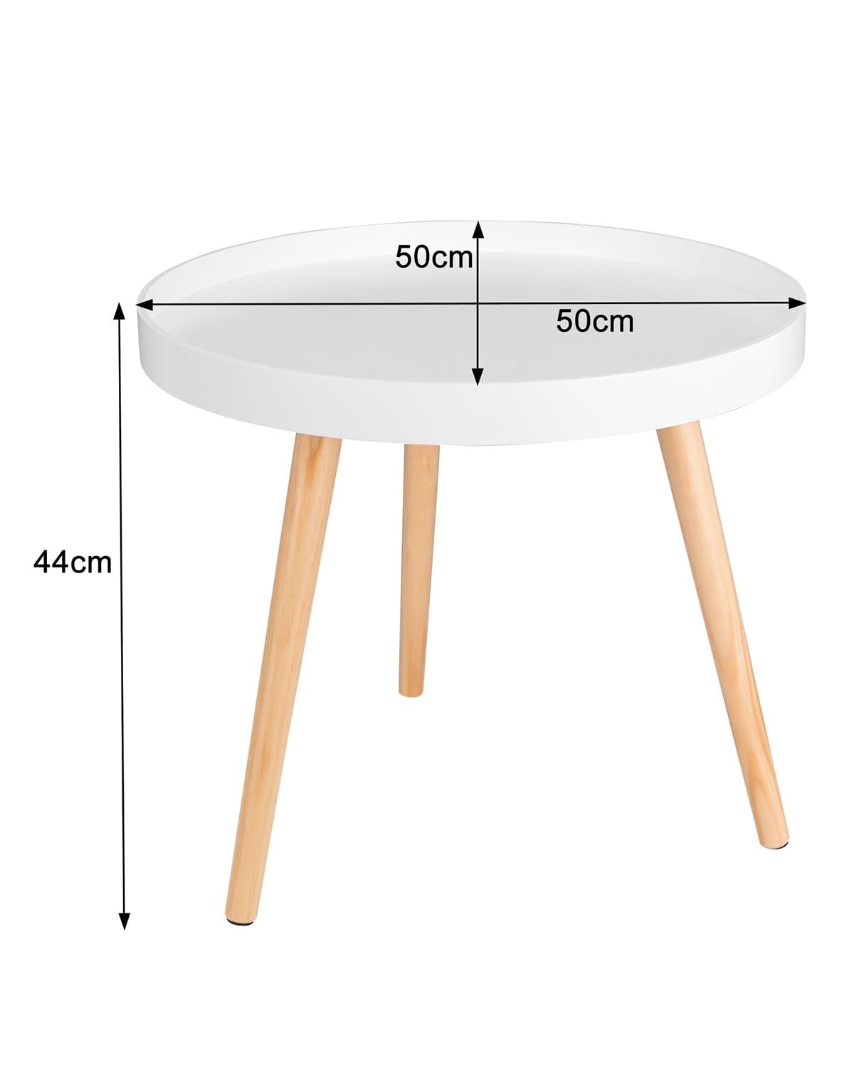 WOLTU small round side table coffee table flower stand bedside table solid wood Scandinavian design white 50 x 44cm (ø x H) TS143ws