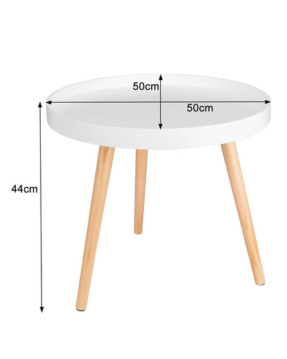 WOLTU small round side table coffee table flower stand bedside table solid wood Scandinavian design white 50 x 44cm (ø x H) TS143ws