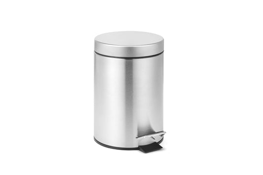 Linsar - Trash can - Stainless steel mini bathroom trash can with lowering mechanism, Silent toilet hygiene trash can with lid, Small toilet cosmetic trash can with swing lid (Steel)