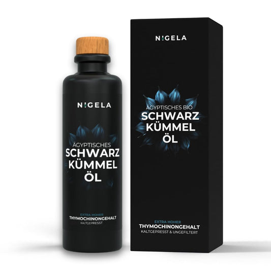 Nigela BIO black cumin oil unfiltered - Egyptian black cumin oil with high thymoquinone content - Made in Bavaria - Certified & laboratory tested Black Seed Oil - 200ml