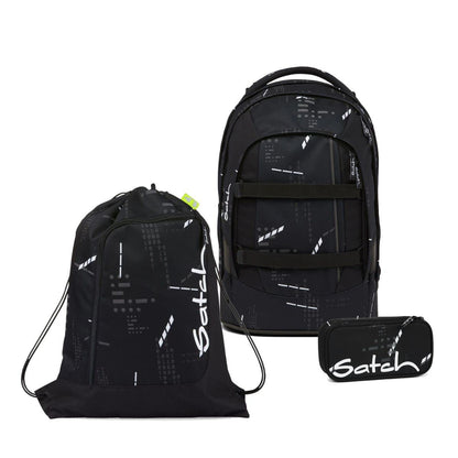 Satch Pack school backpack set 3 pieces with pencil case and gym bag (Ninja Matrix)