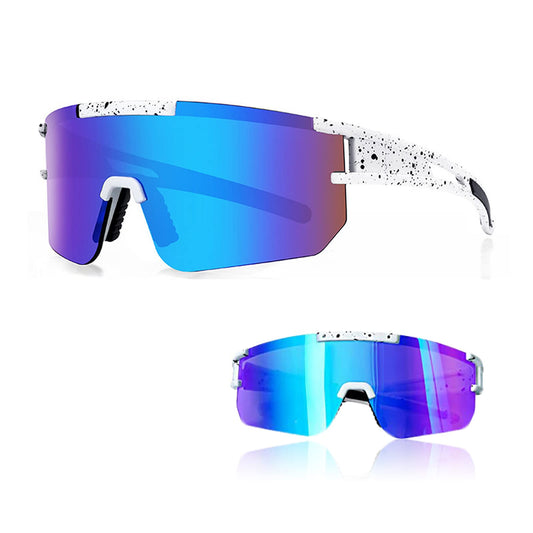 Rapidly Fast Glasses Rave Polarized Sports Sunglasses Cycling Glasses Men Women Sport Sunnies UV400 Protection Cycling Running Golf (White and Blue)