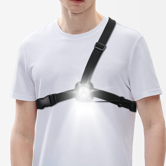 Suptig chest light, waist light, running belt light for camping, hiking, running, jogging, walking, outdoor adventures IP64 waterproof built-in 2600mAh rechargeable lithium battery (black)