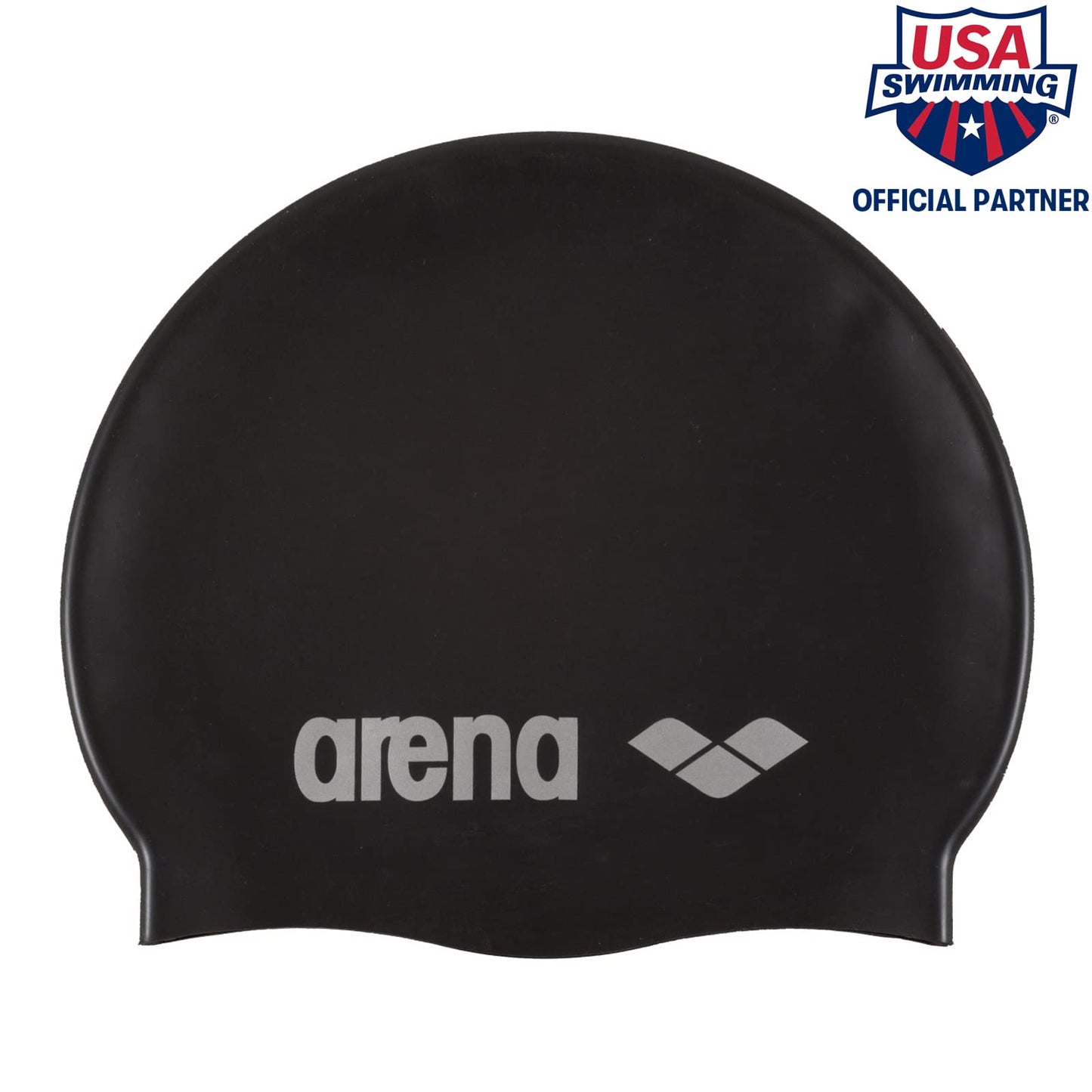 arena 95251 Unisex Swimming Competition Training Aid Finger Paddle Elite for Forearm Strength Training, Black-Silver (55), S & Unisex Swim Cap Classic Silicone, Black-Silver (55), One Size