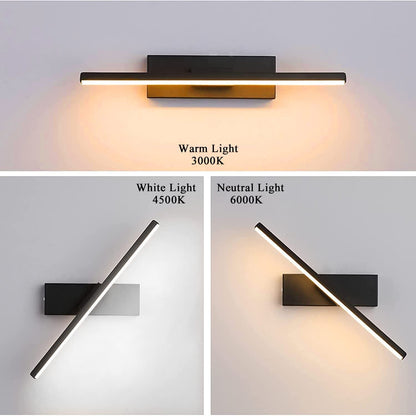 LYTLM Bedroom Wall Light with Plug and Cable, LED Mirror Light with Switch, Dimmable Bedside Lamp Indoor Reading Lamp Bathroom Wall Light Children's Room Wall Lighting 330° Rotatable 6W (Black)
