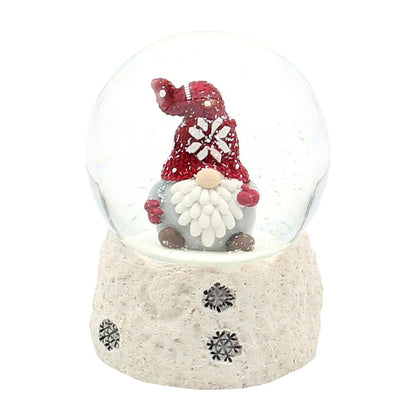 Dekohelden24 Snow Globe Christmas Elf with red hat on white base, L/W/H/Ø ball 6.5 x 6.5 x 8.8 cm Ø 6.5 cm