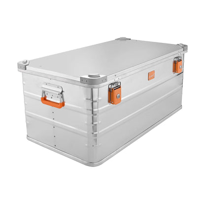 Aluminum box aluminum case lockable E141 - Premium aluminum storage box 141 liters - lid with aluminum die-cast stacking corners and rubber seal - includes locks