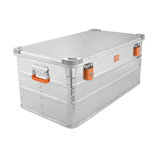 Aluminum box aluminum case lockable E141 - Premium aluminum storage box 141 liters - lid with aluminum die-cast stacking corners and rubber seal - includes locks