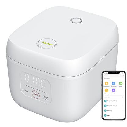 joyami Mini Smart Rice Cooker 0.8L Non-stick Pot 6 Cups for 1-3 people Keep warm Preset mode, White