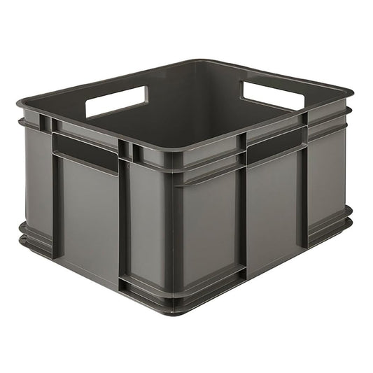 keeeper storage tub with handles, Euro-Box XL, made from Procyclen, 28 l, Bruno Eco Line, Eco-Grey