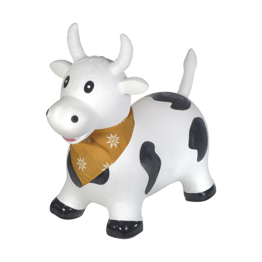 Childhood Hopping Animal for Kids, subtle and modern colors, lovely details and high quality, includes air pump, Cow.