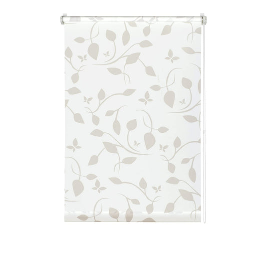 GARDINIA EASYFIX Scandinavian Roller Blind, No Drilling Required, Can be Adhered or Clamped, Opaque, Light-Penetrating, White/Natural, 80 x 180 cm