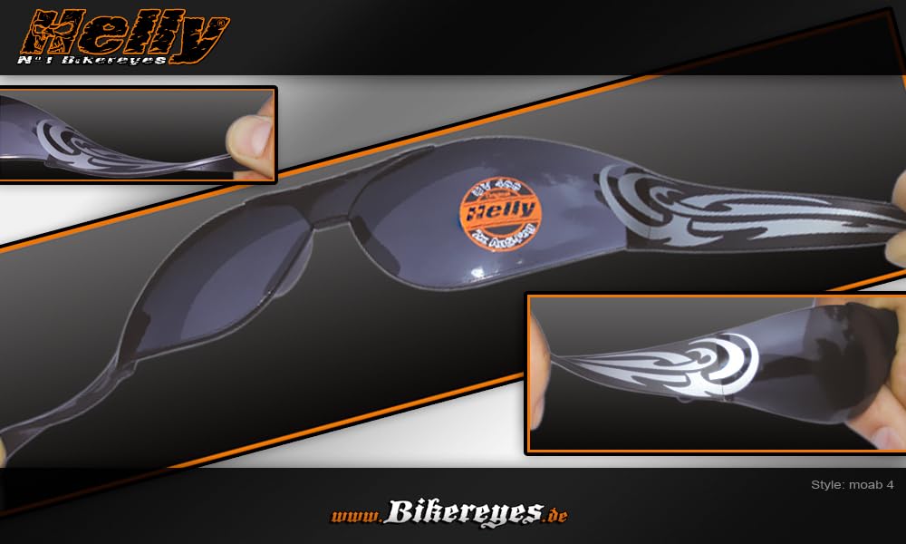 Helly® - No.1 Bikereyes® | H-FLEX® - unbreakable, fog-free, HLT® plastic safety lens according to DIN EN 166 | Motorcycle glasses, motorbike goggles, sports glasses | Glasses: moab 4 - triple skull