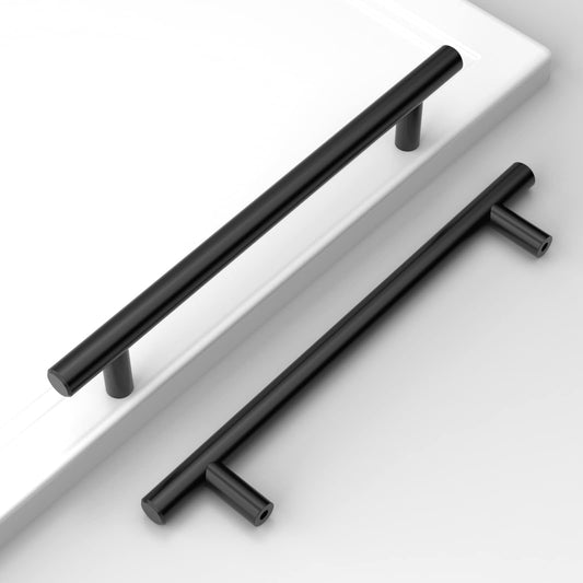 Amerdeco 20pcs Furniture Handles Stainless Steel Black 160mm Hole Distance Cabinet Handles for Kitchen, Drawers & Wardrobe UK0024