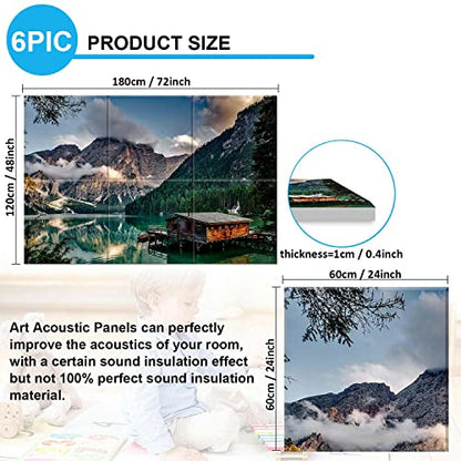 JBER JBER Art Acoustic Panels, 6-pack self-adhesive large wall art paintings for wall decoration, sound-absorbing panels for recording studio, living room, and bedroom, 72x48inchMountain Cabin