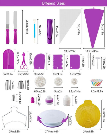 Nifogo Cake Decorating Set 301 Pieces, Rotating Cake Stand, Piping Bag with Tips, Piping Nozzle Set, Baking Accessories, Cake Decorating Supplies for Beginners