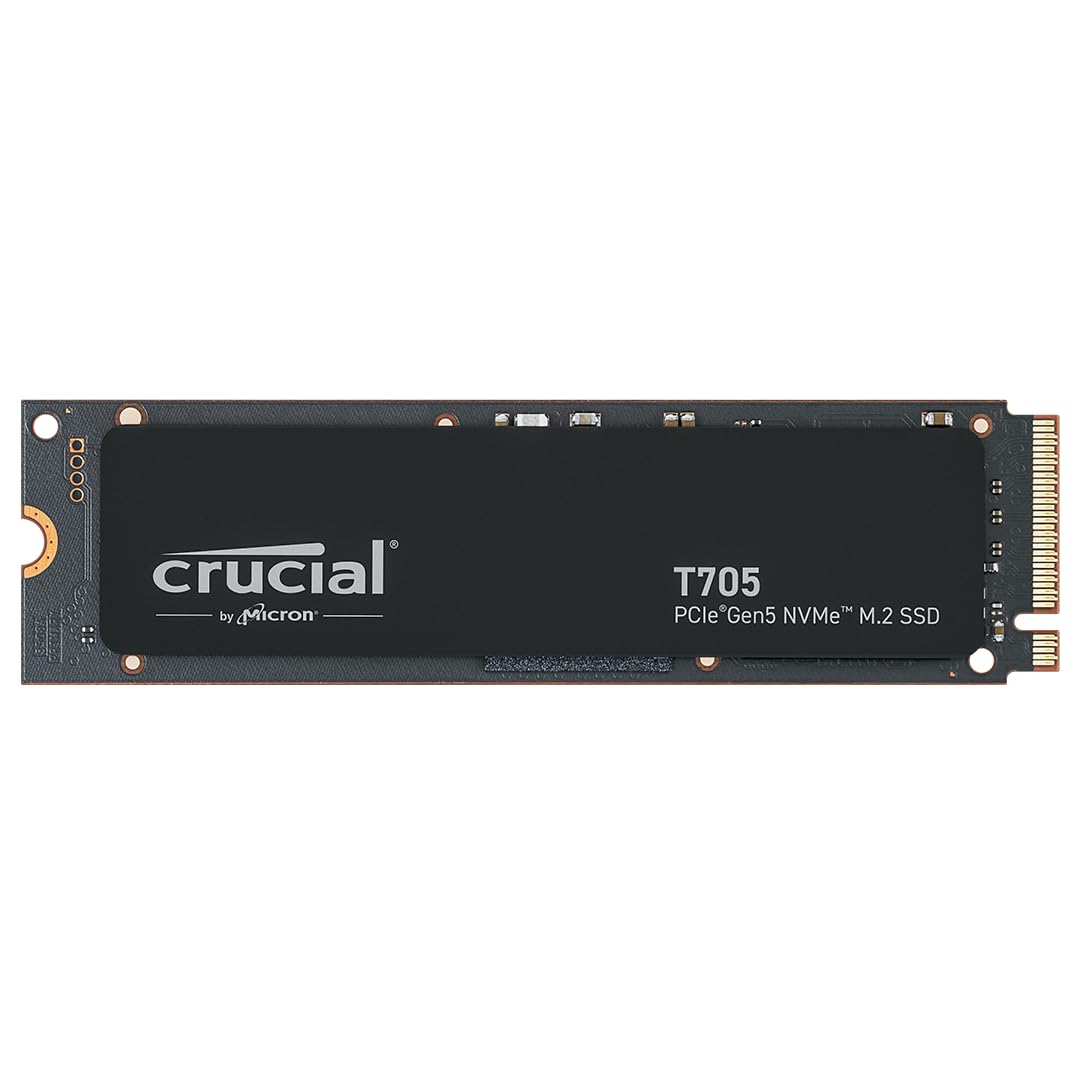 Crucial T705 2TB SSD PCIe Gen5 NVMe M.2, up to 14,500MB/s, Microsoft DirectStorage, PCIe 4.0 compatible, Internal Solid State Drive - CT2000T705SSD3