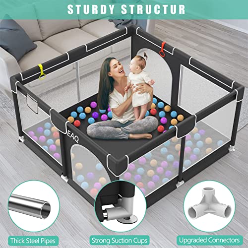 EAQ Baby Playpen with Mat Playard Safety Play Area with super soft, breathable mesh, children's fence for infants toddlers