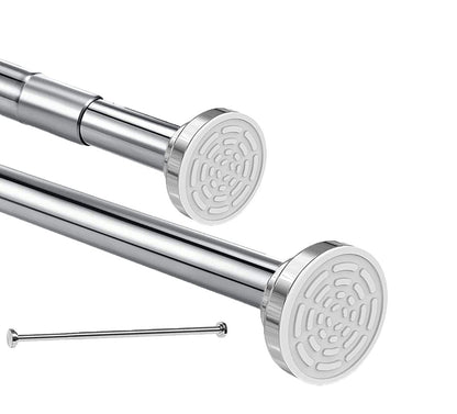Telescopic pole silver 120cm-290cm shower curtain rod without drilling made of stainless steel extendable clothes rod adjustable by turning, secure grip for shower and bathtub 120 to 290cm