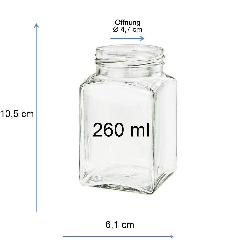 12 square spice jars 260 ml including 24 spice labels, silver lid color