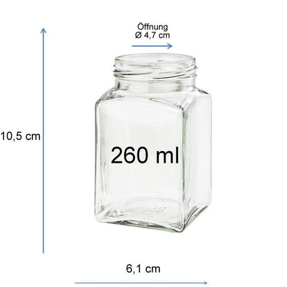 12 square spice jars 260 ml including 24 spice labels, silver lid color
