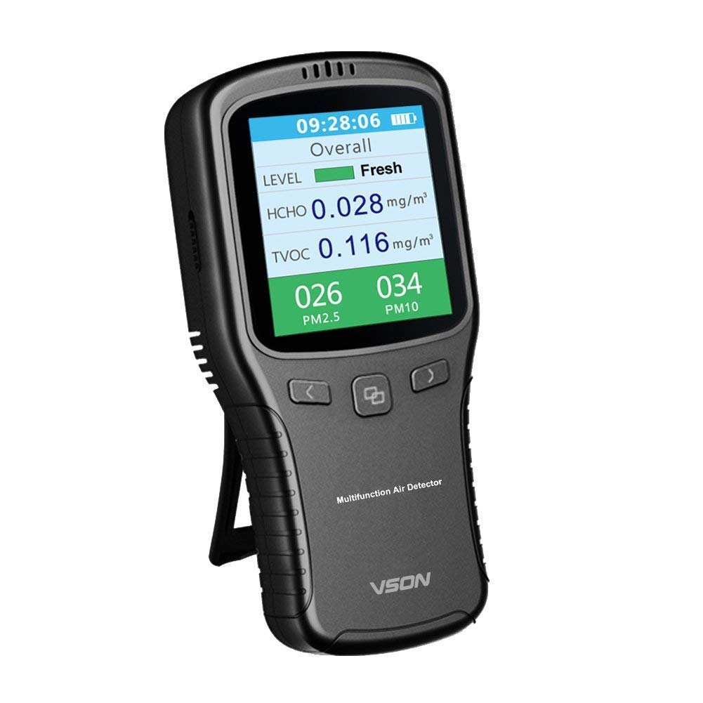 Air quality monitor, formaldehyde detector, PM air quality monitor with temperature and humidity for laboratory/office/car.