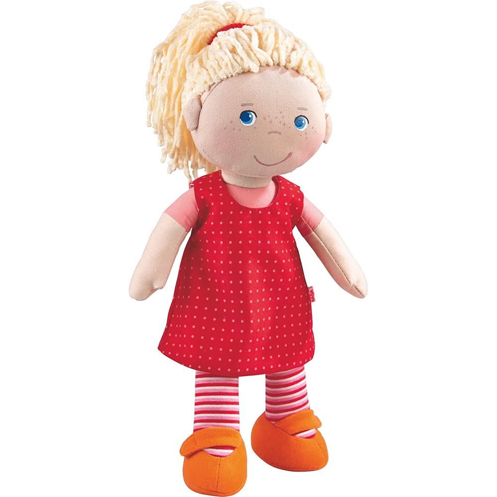 HABA 302108 - Doll Annelie, fabric doll with clothing and hair, 30 cm, toy for ages 18 months & 303255 Rainy Season Outfit Set, Toy.