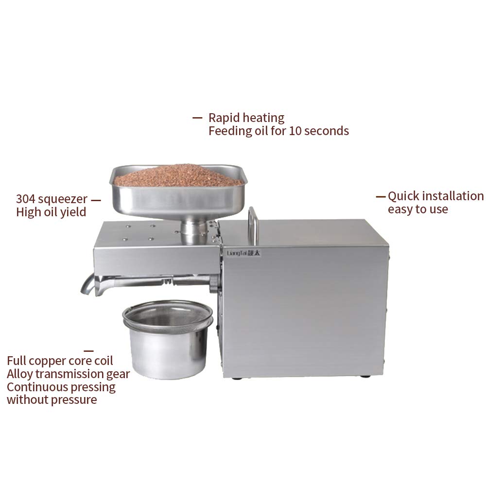 Automatic oil press 1500W Extractor Oil Expeller for flaxseed, peanut, hemp seed, sesame, sunflower.