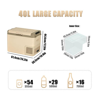 Alpicool GE40 40L Compressor Car Fridge Portable for Car, Truck, Compact Camping Refrigerator 12/24V DC Cooler for Travel, Food & Drinks, -20℃ to 20℃