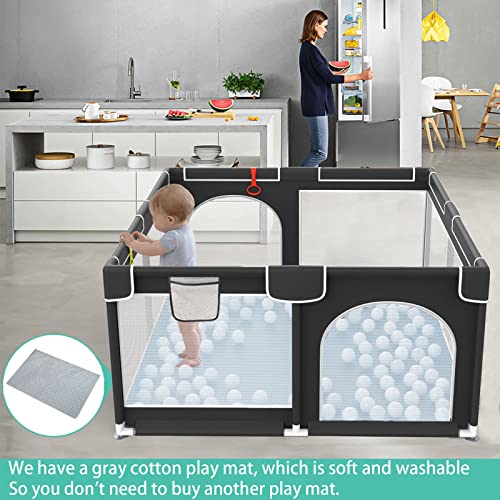 EAQ Baby Playpen with Mat Playard Safety Play Area with super soft, breathable mesh, children's fence for infants toddlers