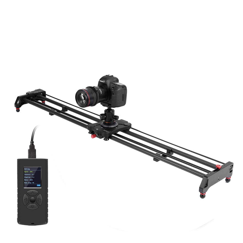 GVM 120cm camera slider motorized, photography slider supports video mode, time-lapse photography, horizontal, tracking, and 120° panoramic shots for recording video film DSLR cameras.