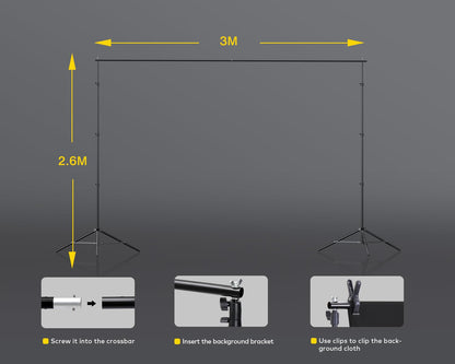 RALENO Photo Studio Set, 2.6m x 3m backdrop support system Green Screen set, Softbox studio lighting kit with 5500K 97 CRI, 50W and 45W LED lamps for product portrait video product photography.