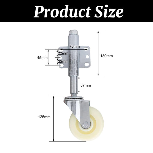 100mm gate wheel with spring loading, sturdy sprung wheel, perfect for wooden gates,  fences, and garden gates, heavy-duty gate wheels, swivel gate wheel, load capacity 50kg.