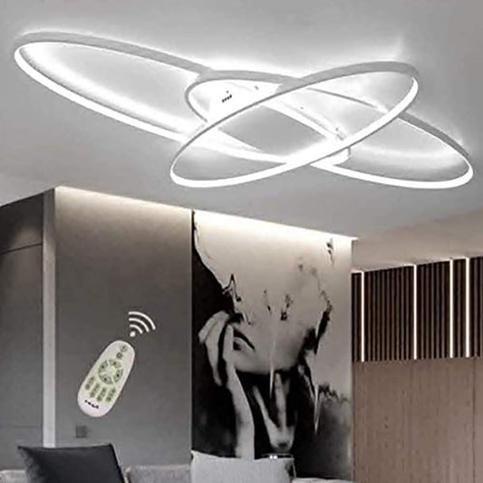 MQW LED Ceiling Light Dimmable Modern Ceiling Lamp Living Room Lamp Bedroom Lamp Ceiling with Remote Control 62W Interior Design Ceiling Lighting for Living Room Study Kitchen Office White, 130cm